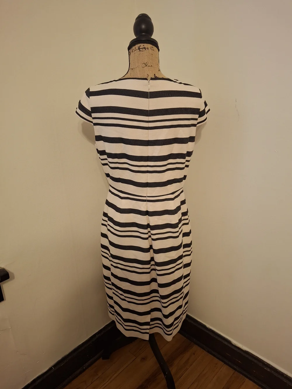 J. Crew Black and White Striped Midi Dress - Picture 3 of 5